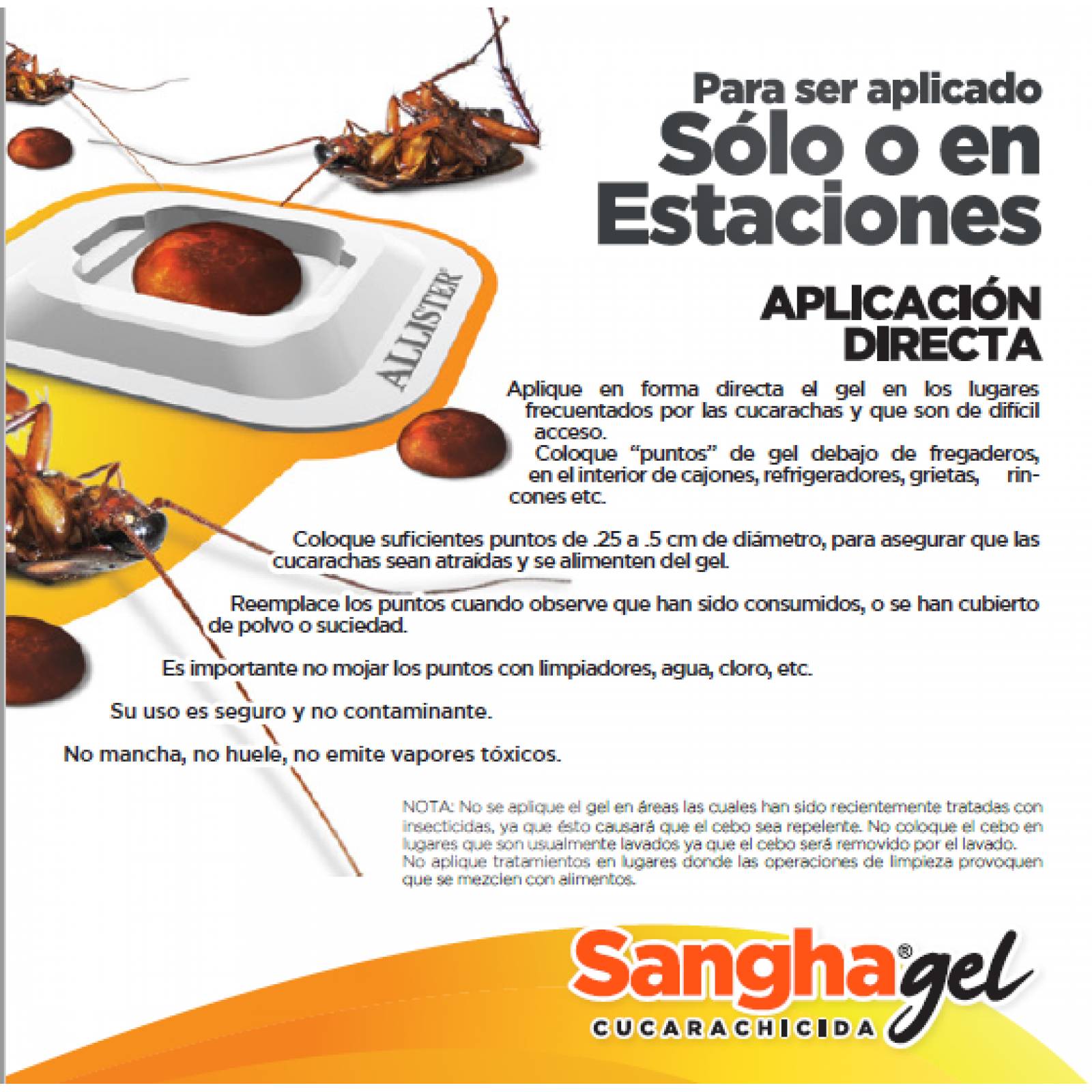 Cebo biodegrable para cucarachas. Insecticida Sangha