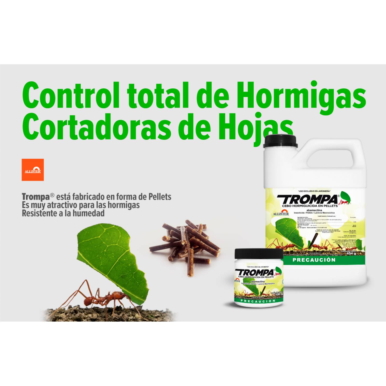 Cebo biodegradable para hormigas cortadoras de hojas. Insecticida Trompa