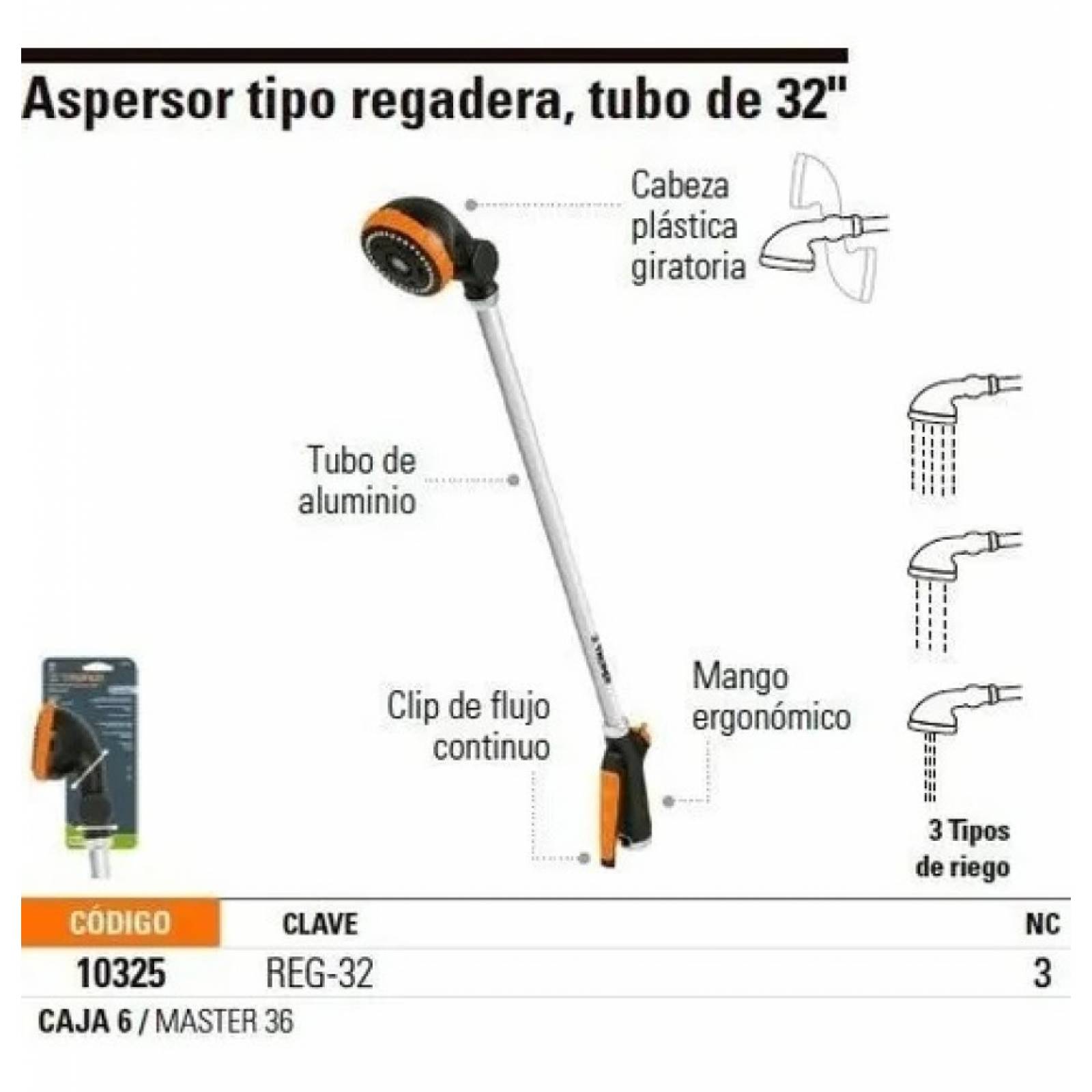 Aspersor tipo regadera Truper. Riego, jardinería