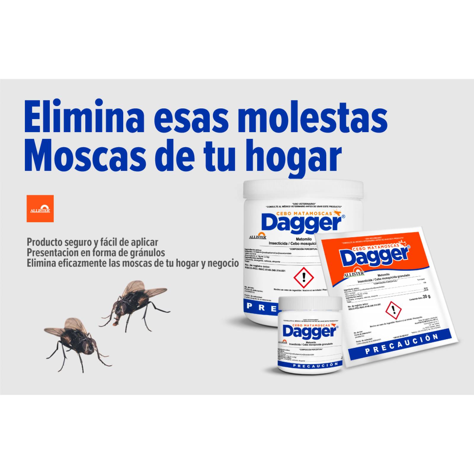 Cebo biodegradable para moscas. Insecticida Dagger. Bote 1 kg