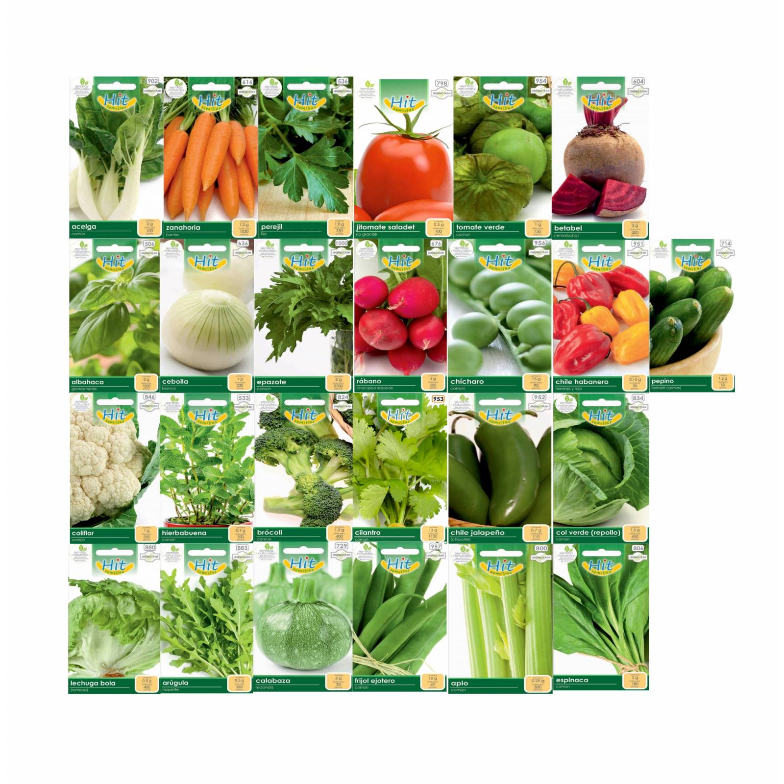 Paquete inicia tu huerto. 25 sobres de semillas