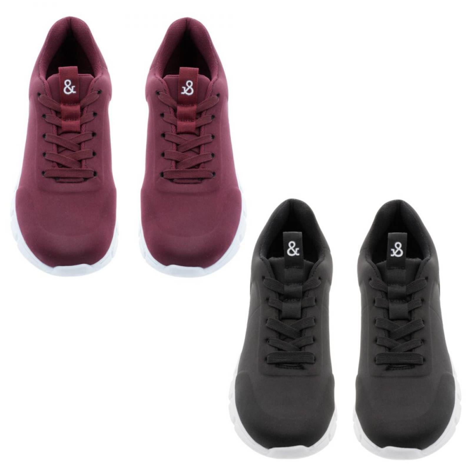 Bipack Tenis Urbano Mujer Color Vino-Negro