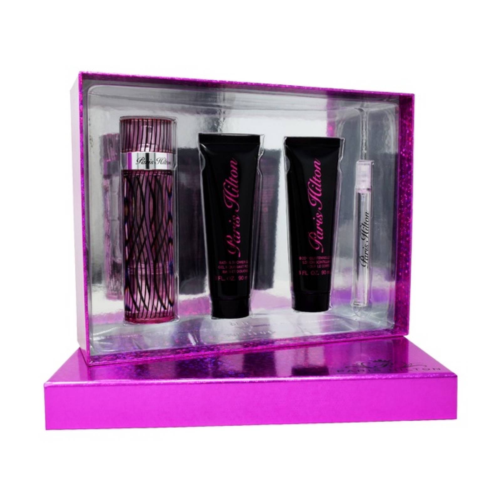 SET PARIS HILTON 4PZS 100ML EDP SPRAY/ SHOWER GEL 90ML/ BODY LOTION  90ML/ 10ML EDP SPRAY DAMA