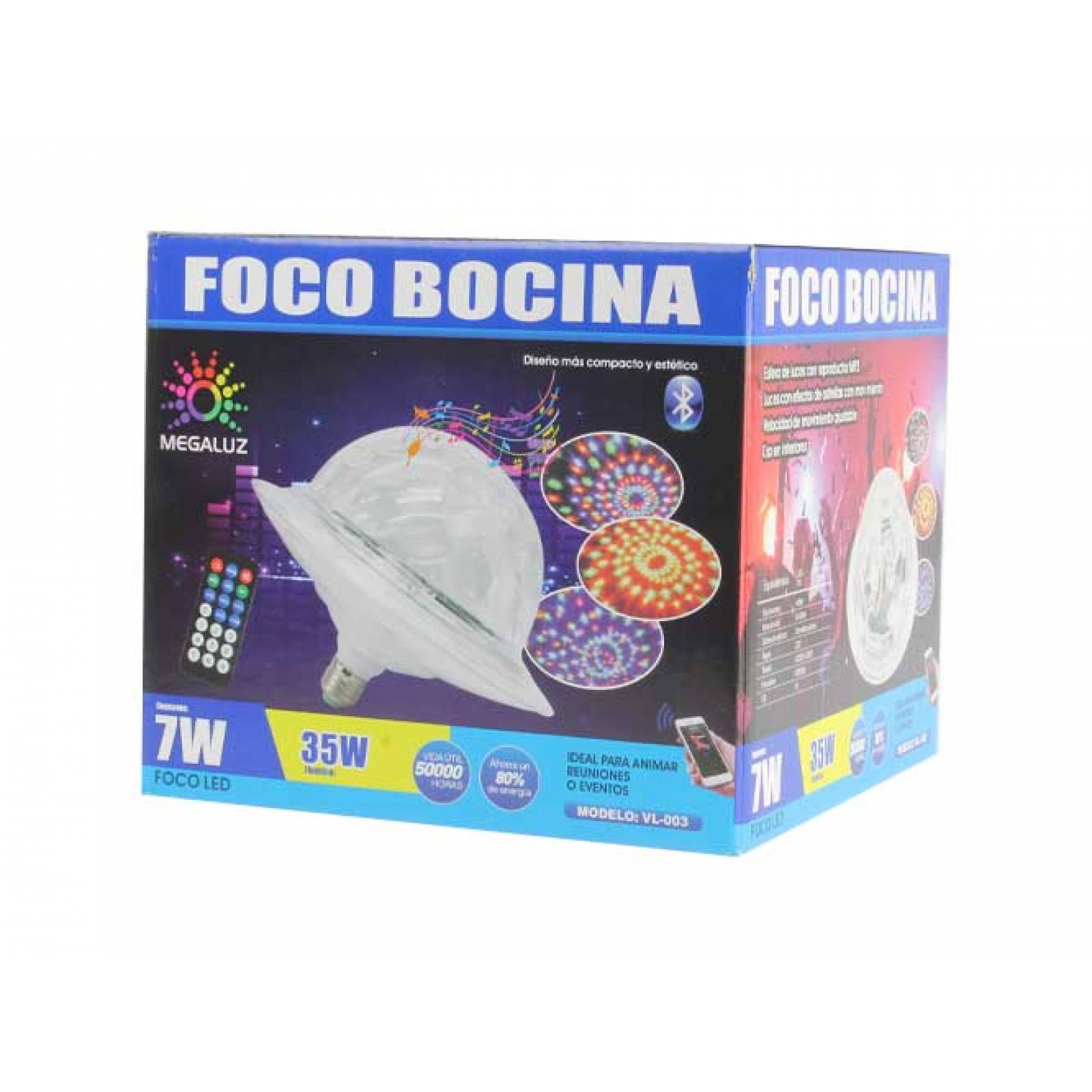 Foco Bocina Disco Vl-042 Vl-003, Bluetooth, Lector Usb, Iluminacion Colorida Y Control Remoto Storyland.