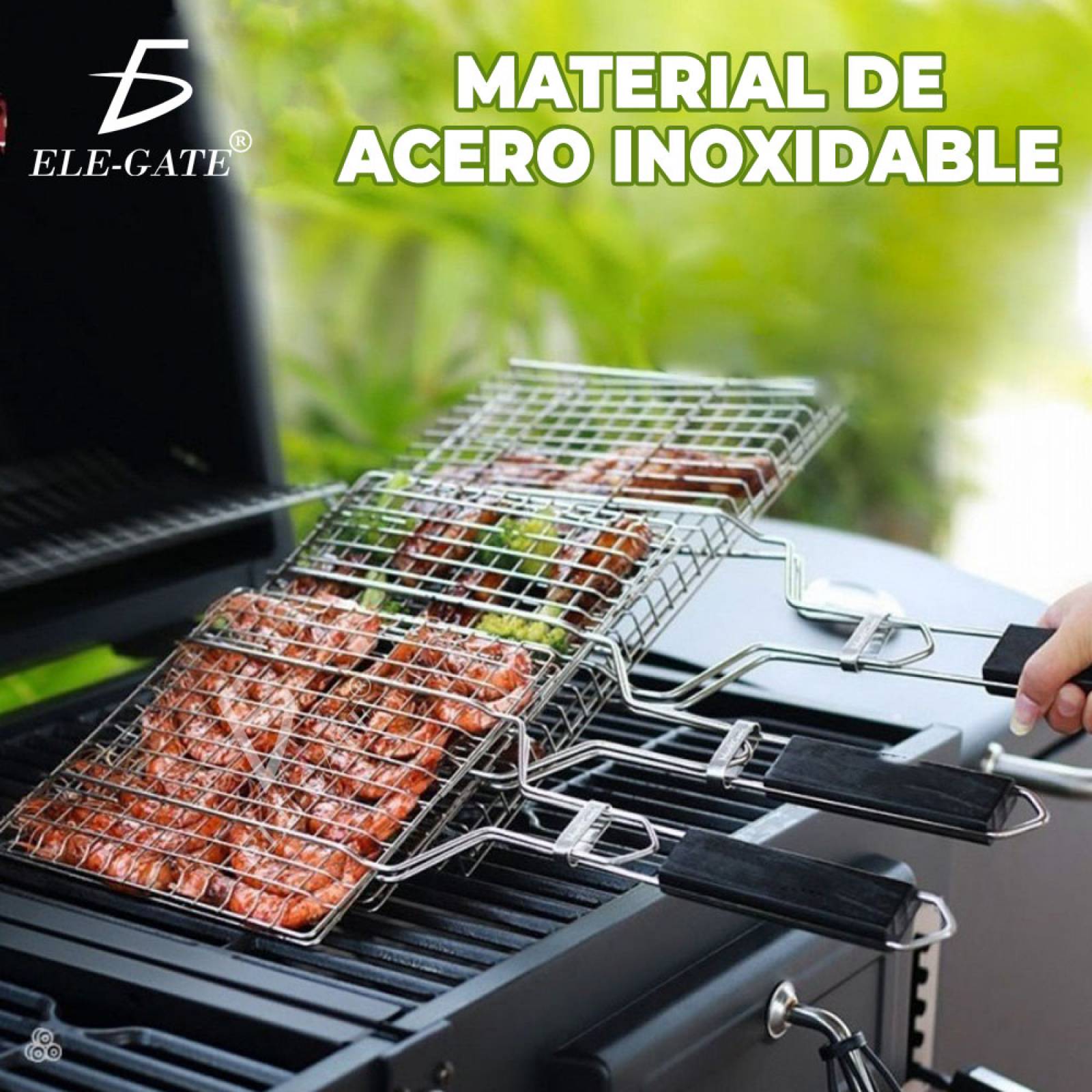 Pinza Parrilla Rejilla Malla Barbacoa Portatil Asador