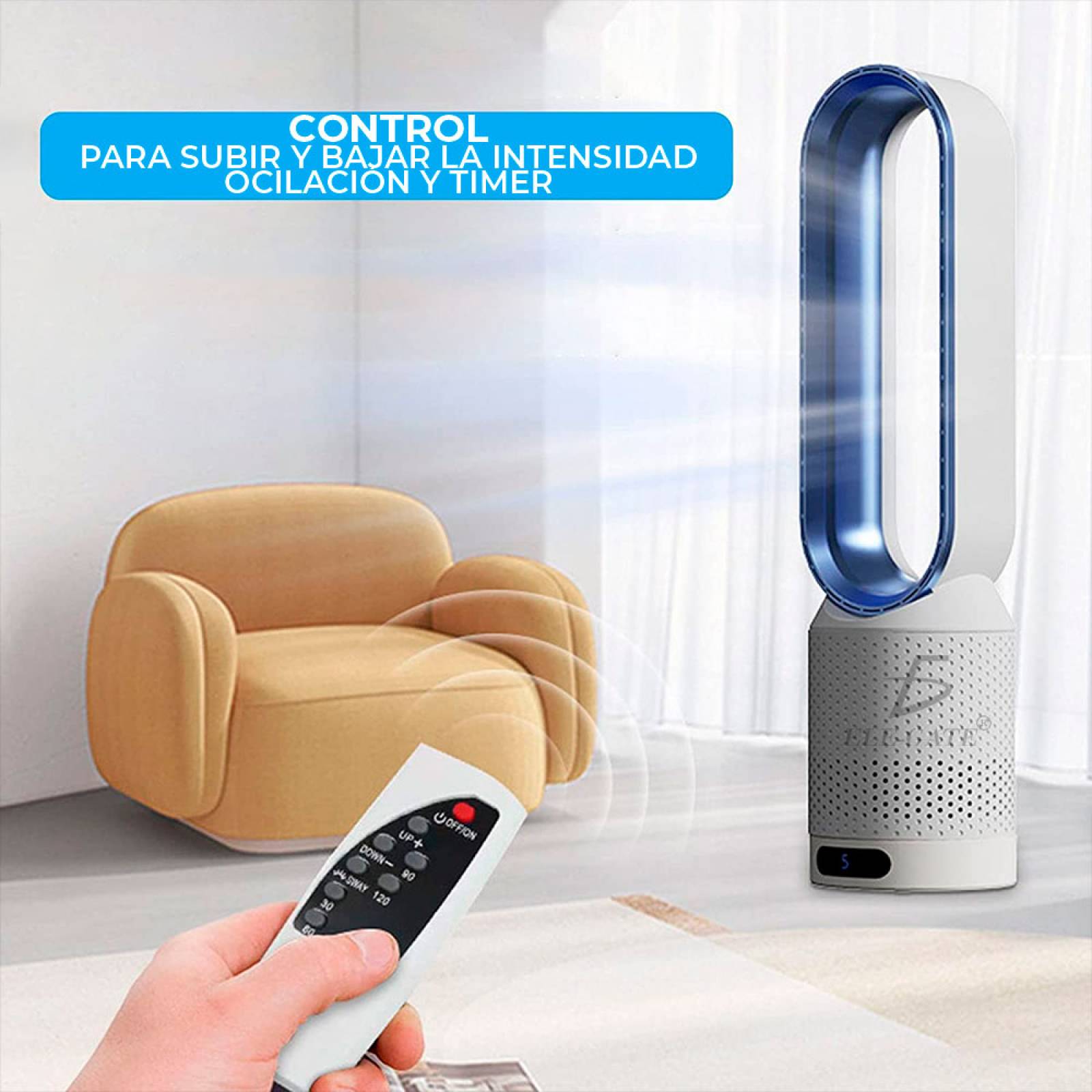 Ventilador torre sin aspas purificador aire Con control remoto.