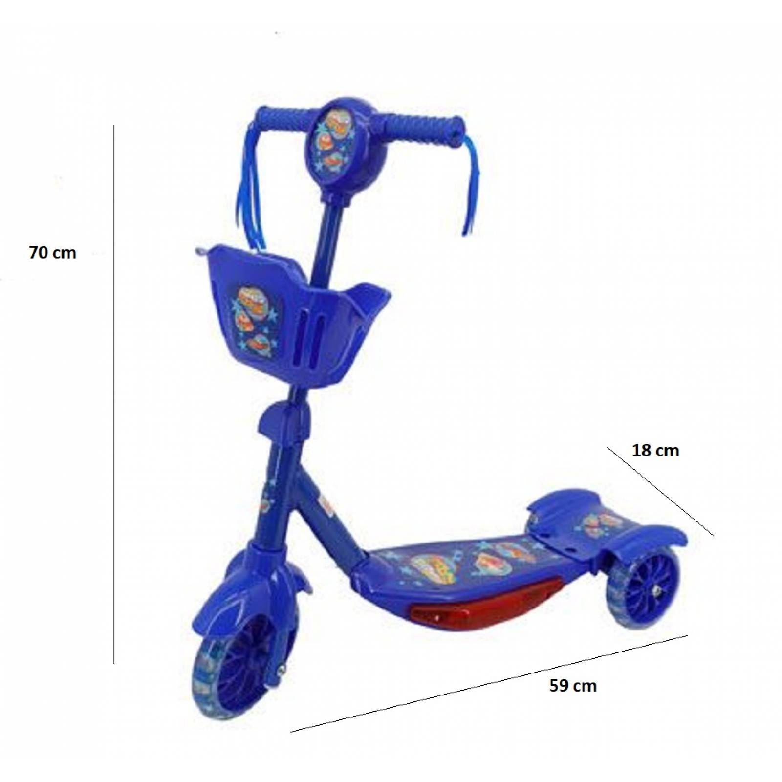 Scooter Mono Patin Con Canasta Luz Y Sonido Storyland HDL703-2 Color Azul