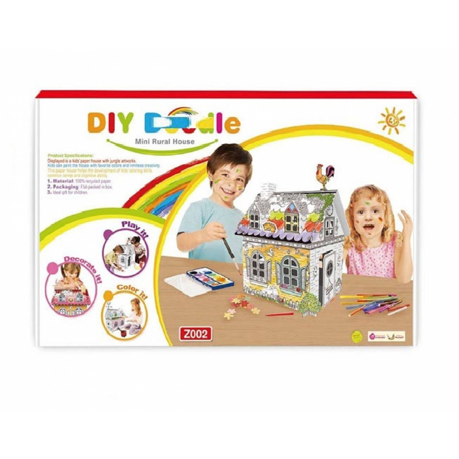 Mini Casa Rural Diy  Doodle Para Pintar Storyland Z002 Blanco