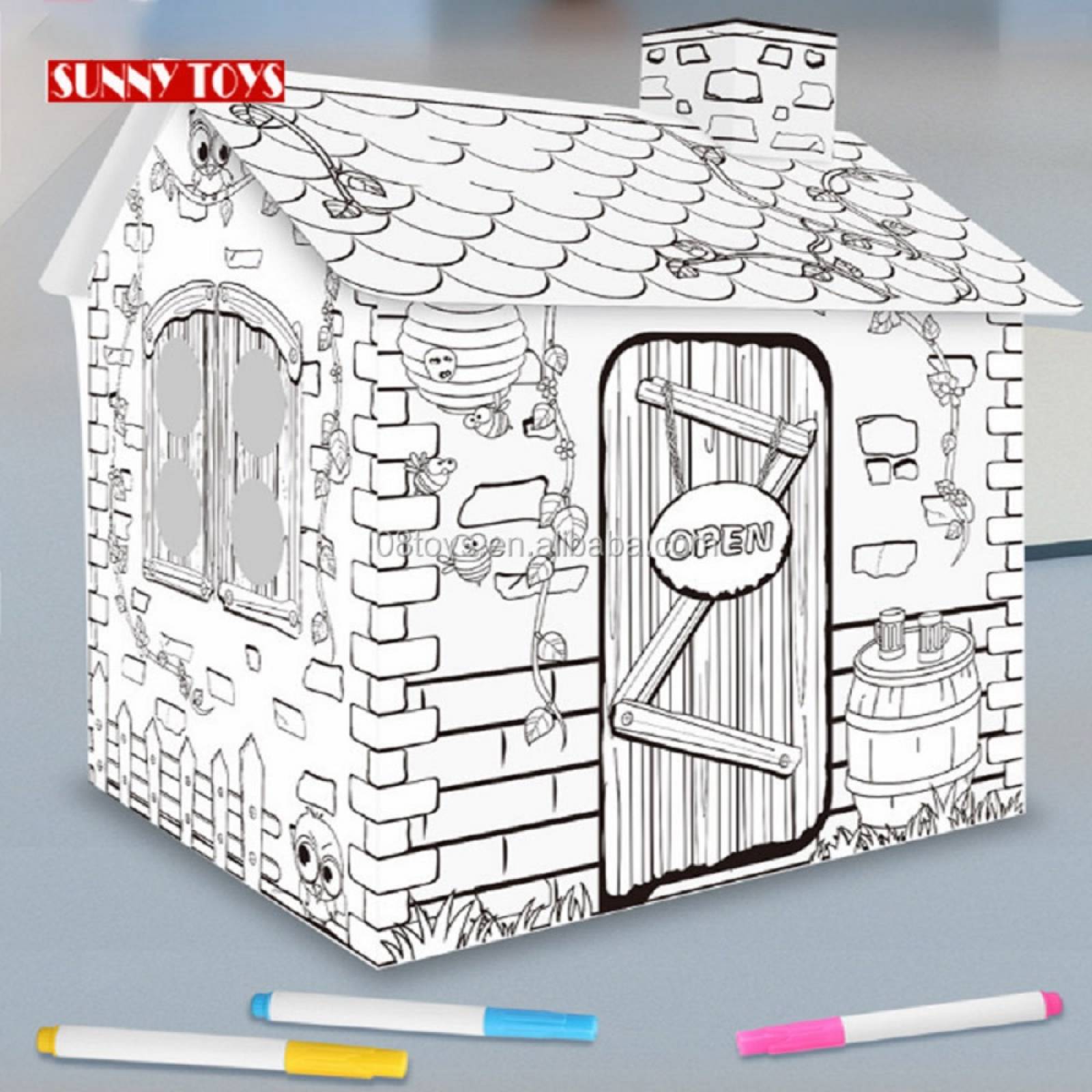 Mini Casa Rural Diy  Doodle Para Pintar Storyland Z002 Blanco