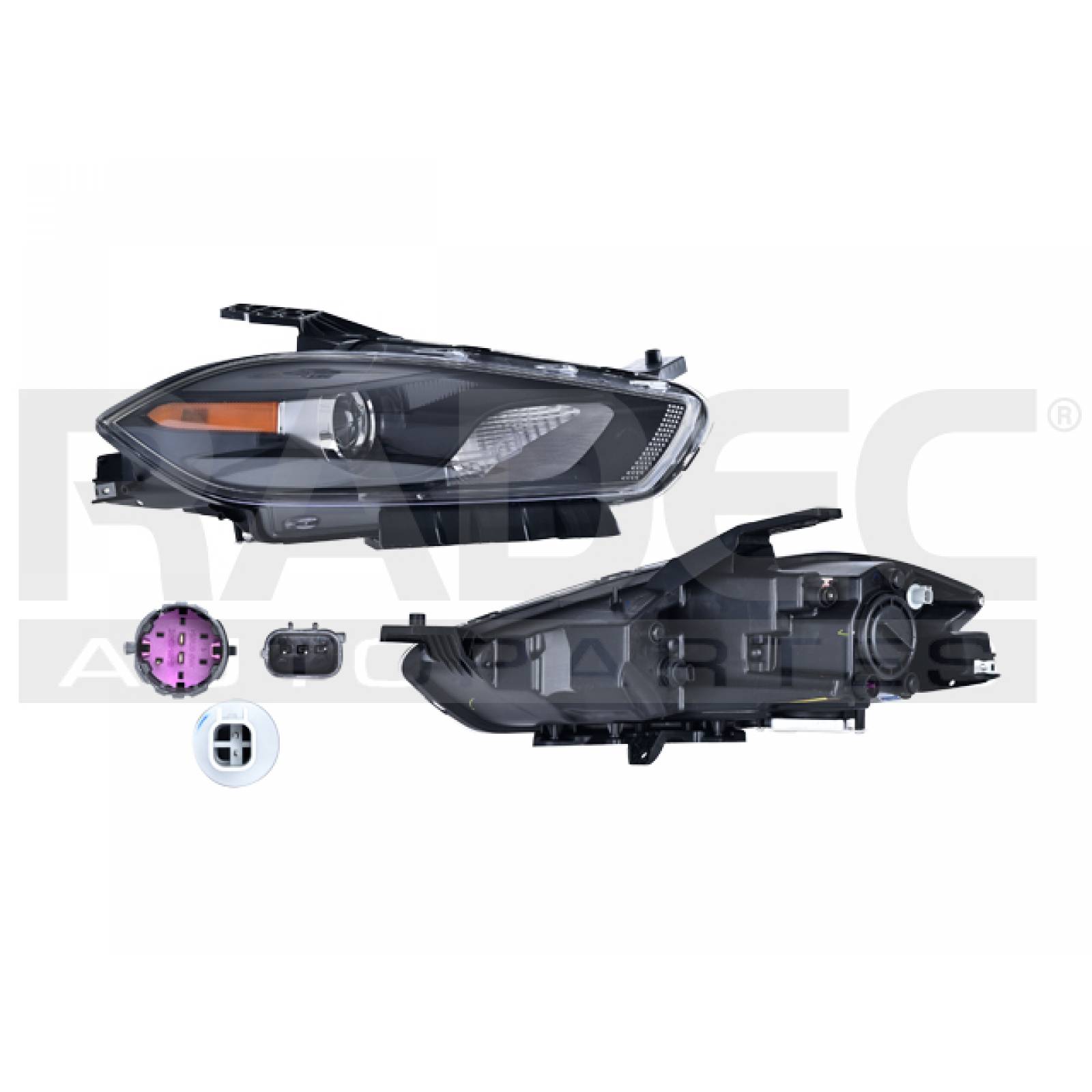 Faro Dodge Dart 2013 - 2016 Fondo Negro P/foco Xenon Der