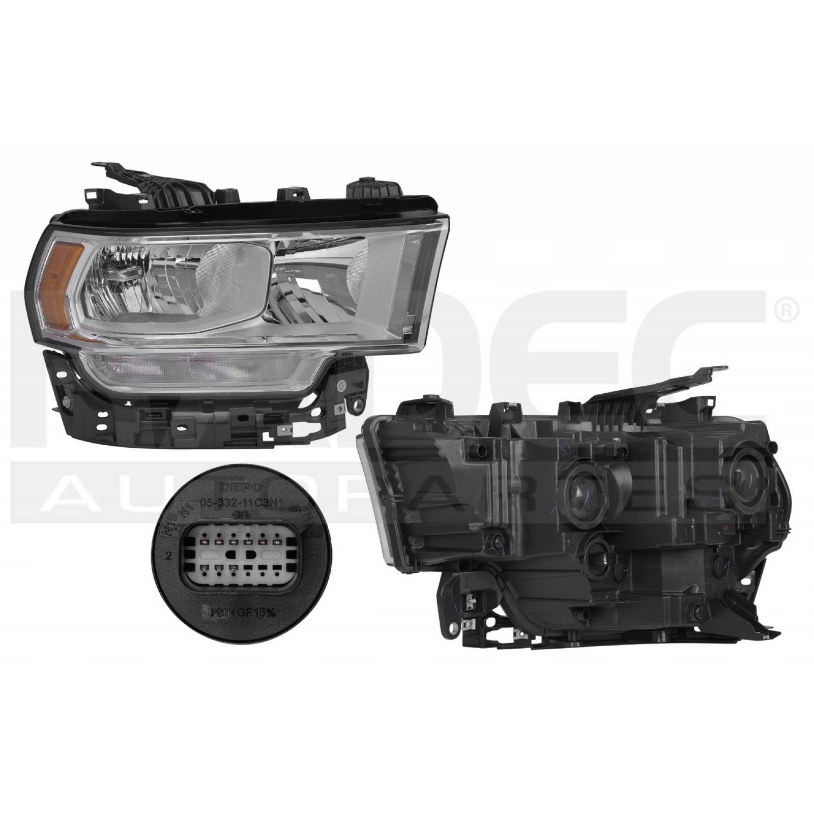 FARO DODGE RAM PU 4000 2019 - 2022 CROM C/FOCO HALOG DER