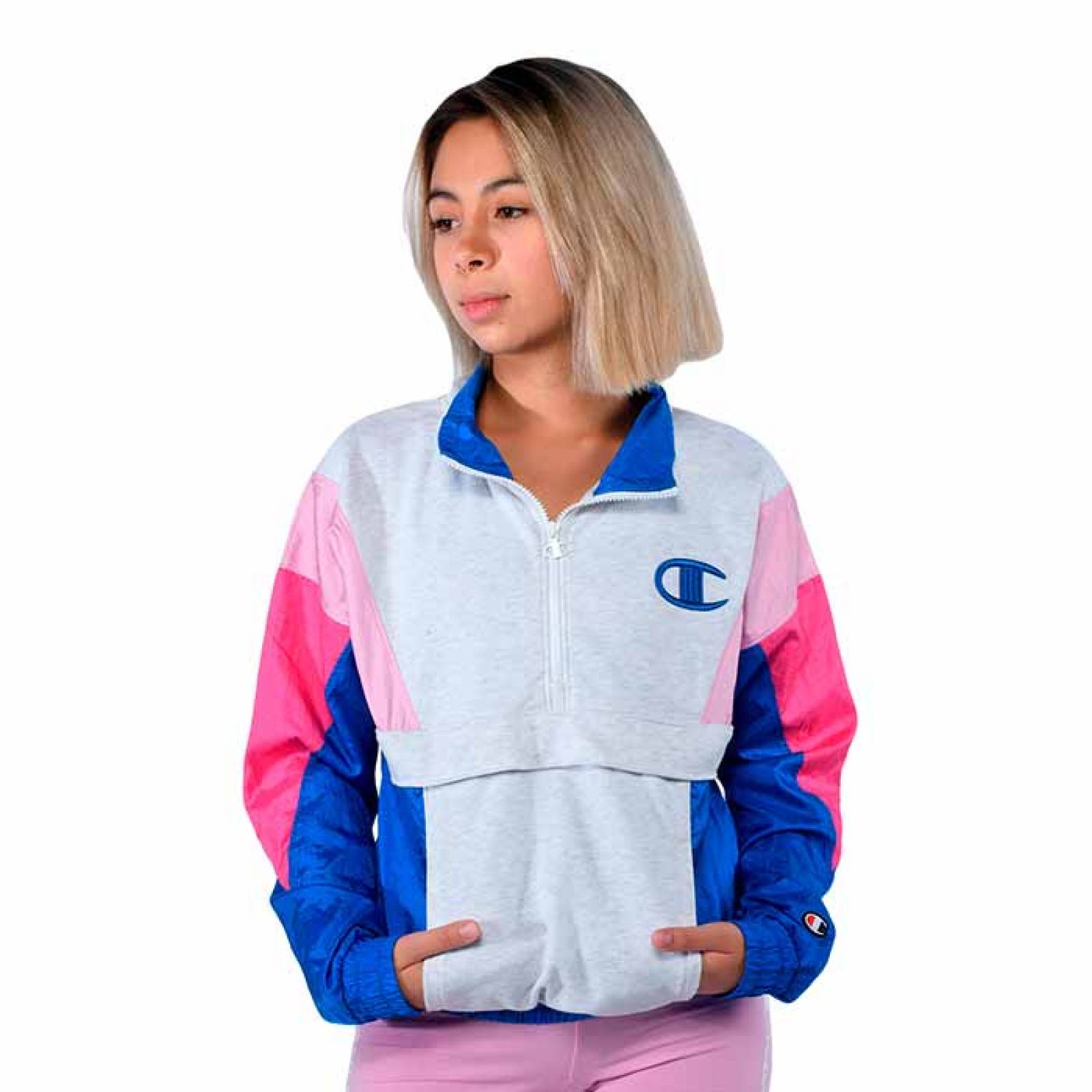 Chamarra Champion Mujer Estilo Retro Azul Rosa 25190109102MLT