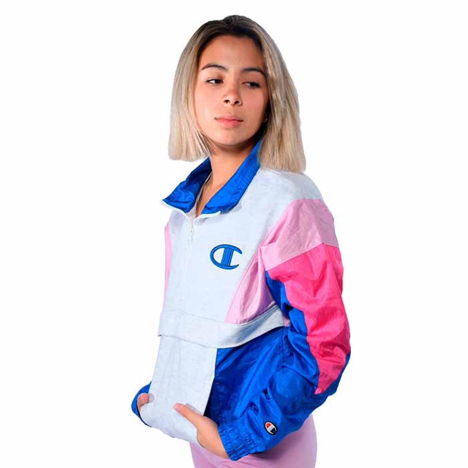 Chamarra Champion Mujer Estilo Retro Azul Rosa 25190109102MLT