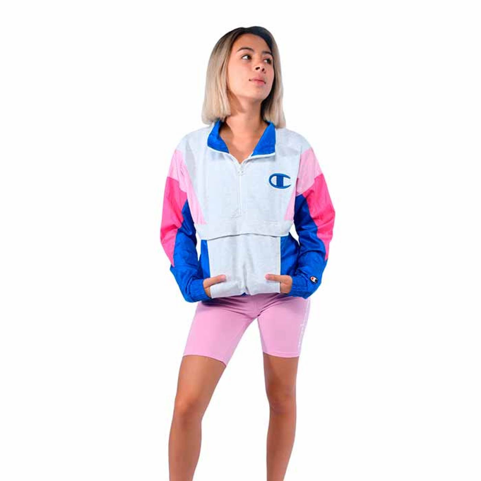 Chamarra Champion Mujer Estilo Retro Azul Rosa 25190109102MLT