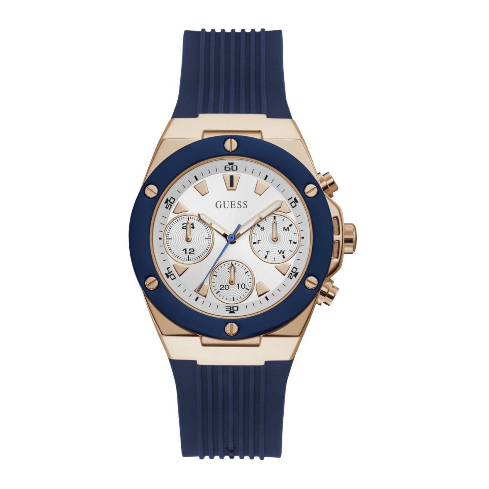 Guess Relojes GUESS - Reloj para hombre, color oro rosa, beige, azul, Azul,  Movimiento de cuarzo