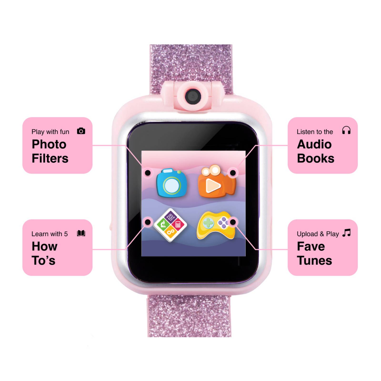 Reloj Inteligente Con Audifonos Itouch Niña Rosa Bundle X Headphones Glitter Unicorn 900284M-42-F01