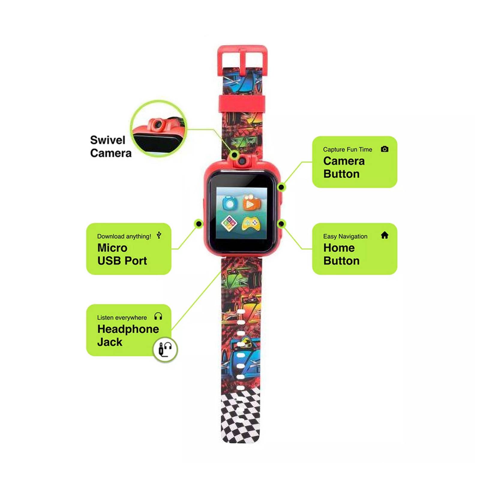 Reloj Inteligente Con Audifonos Itouch Niño Rojo Bundle X Headphones Race Car 900293M-42-R01.