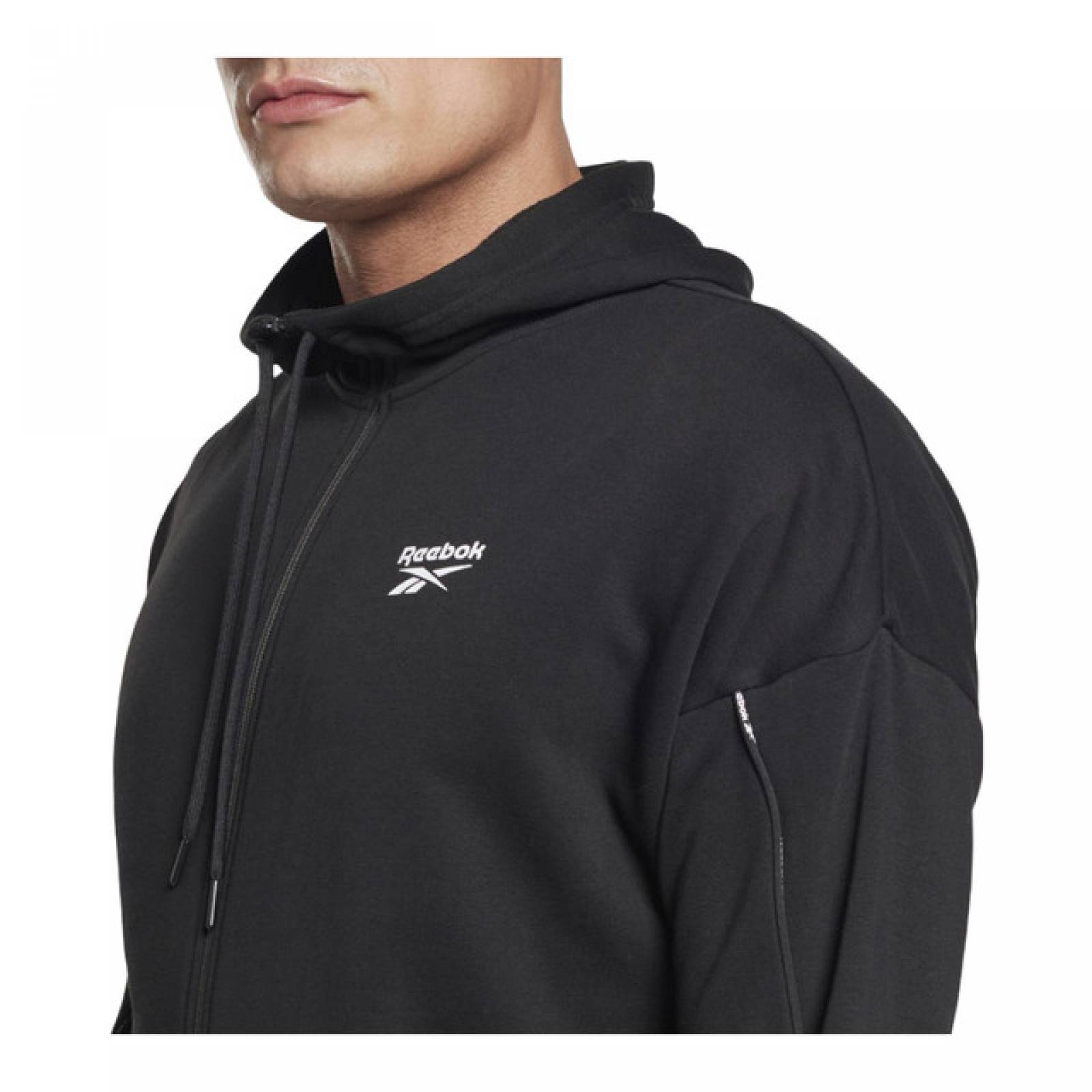 SUDADERA REEBOK HOMBRE NEGRO WOR PIPING FZ HA1072.