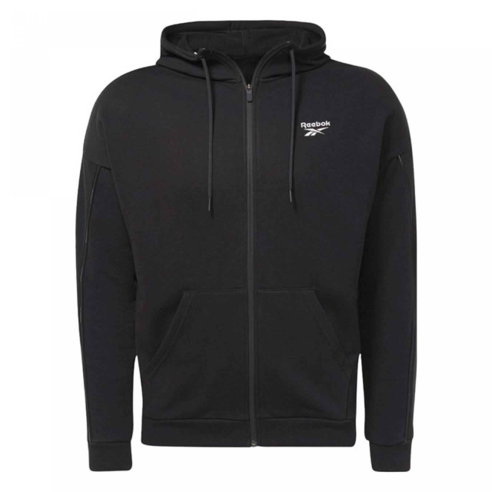 SUDADERA REEBOK HOMBRE NEGRO WOR PIPING FZ HA1072.