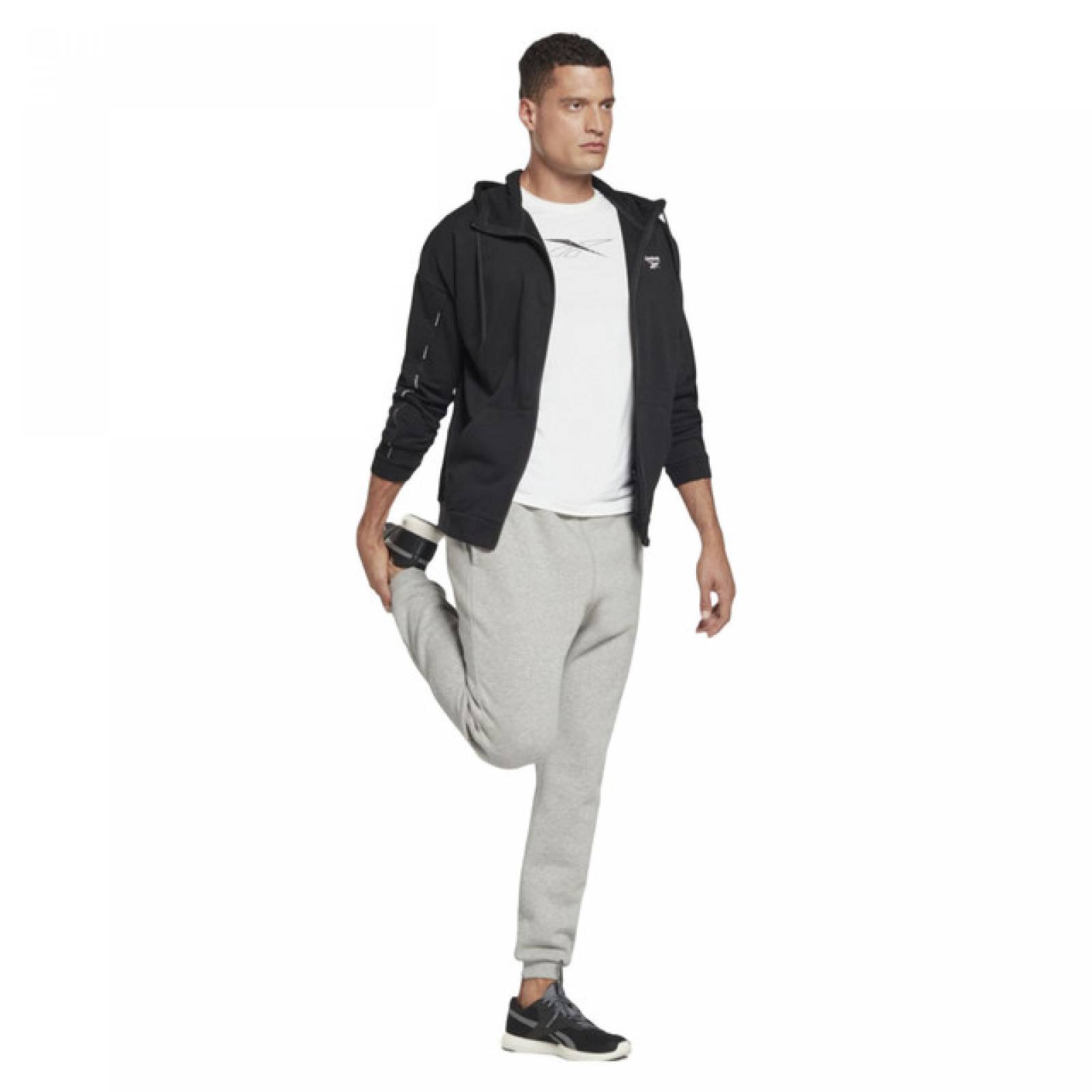 SUDADERA REEBOK HOMBRE NEGRO WOR PIPING FZ HA1072.