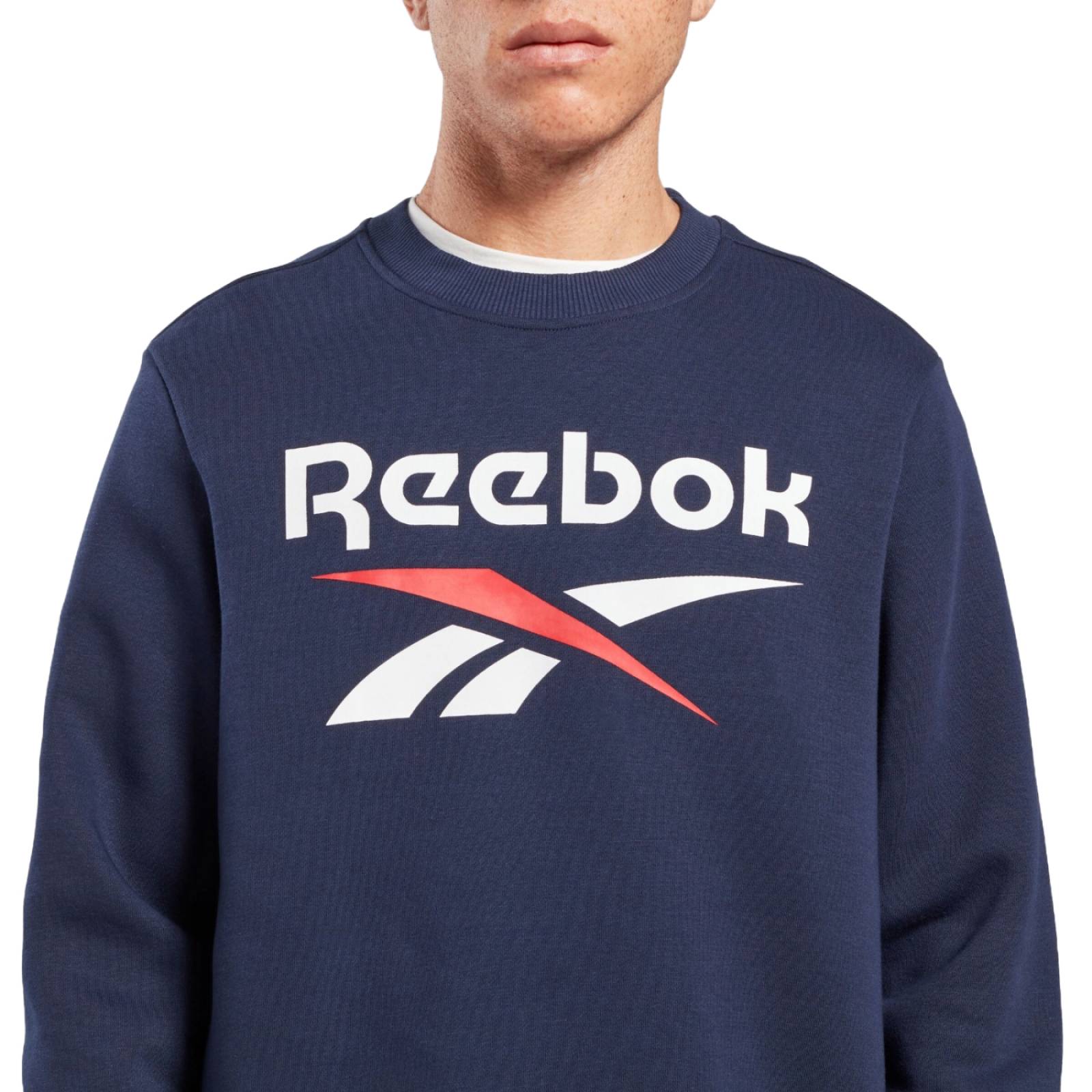 Sudadera sin Capucha Hombre Reebok Identity Fleece Crew Azul oscuro 