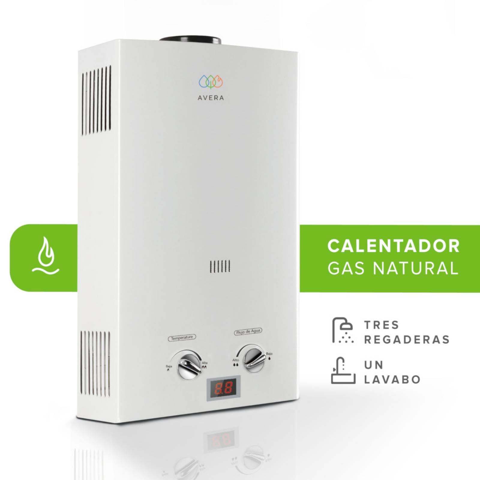 AVERA Calentador Boiler de Agua Instantáneo para Gas Natural 3 y medio servicios C16LNAT