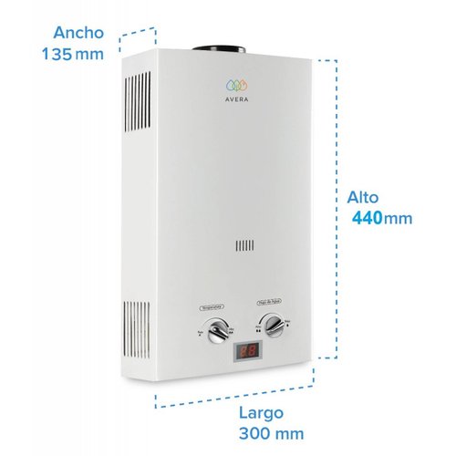 Calentador Boiler de Agua Instantáneo para Gas Natural 1 servicio Avera C6LNAT