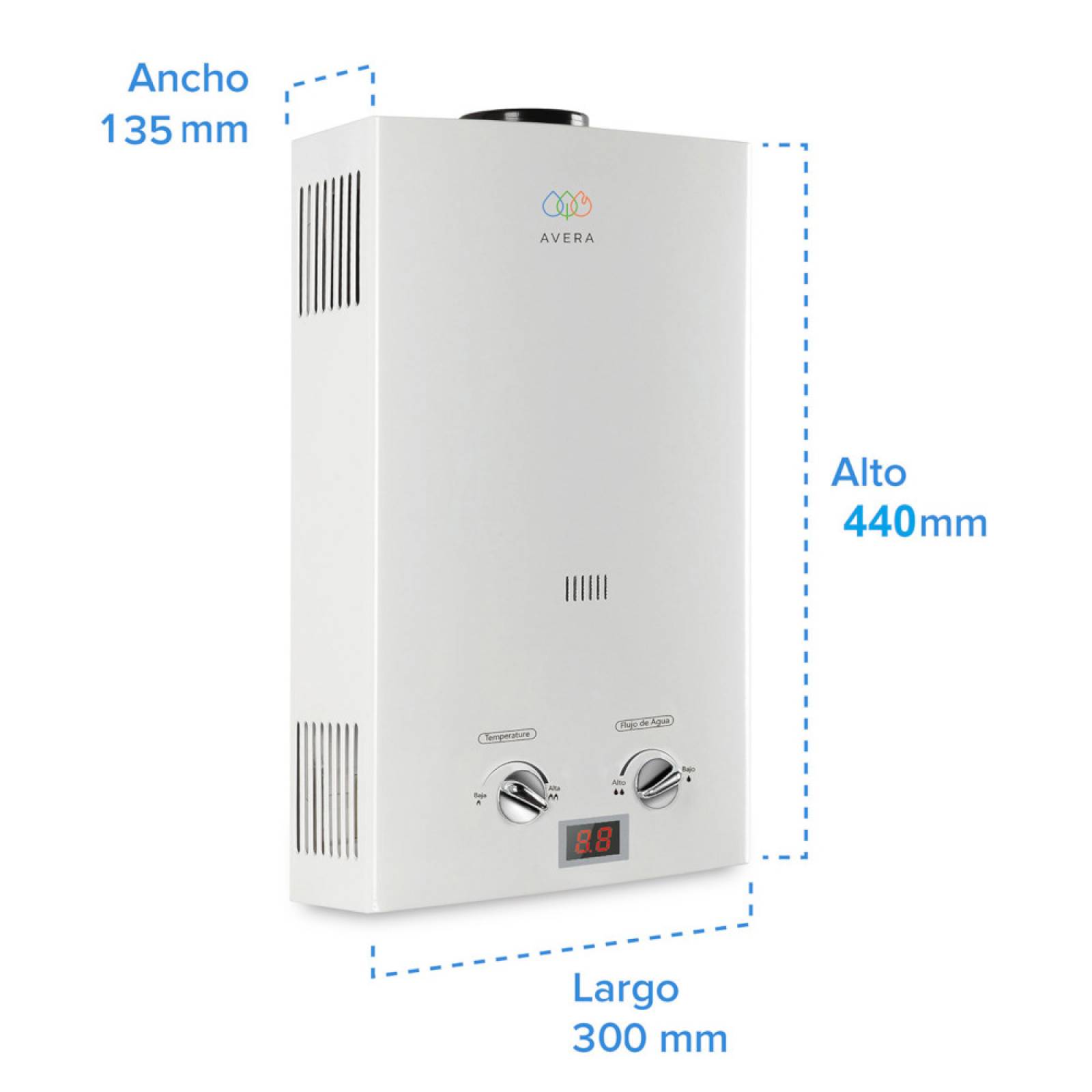 Calentador Boiler de Agua Instantáneo para Gas Natural 1 servicio Avera C6LNAT