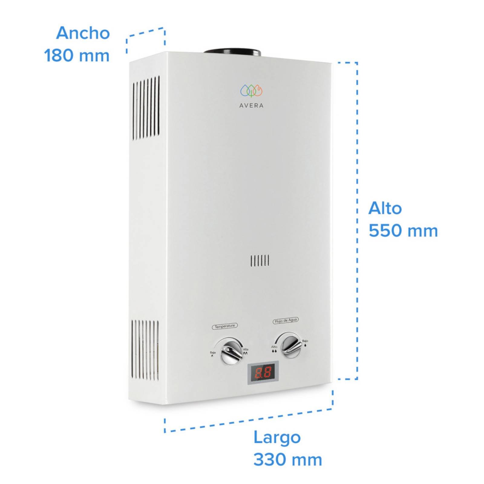 Calentador Boiler de Agua Instantáneo para Gas LP 2 y medio servicios Avera C12L