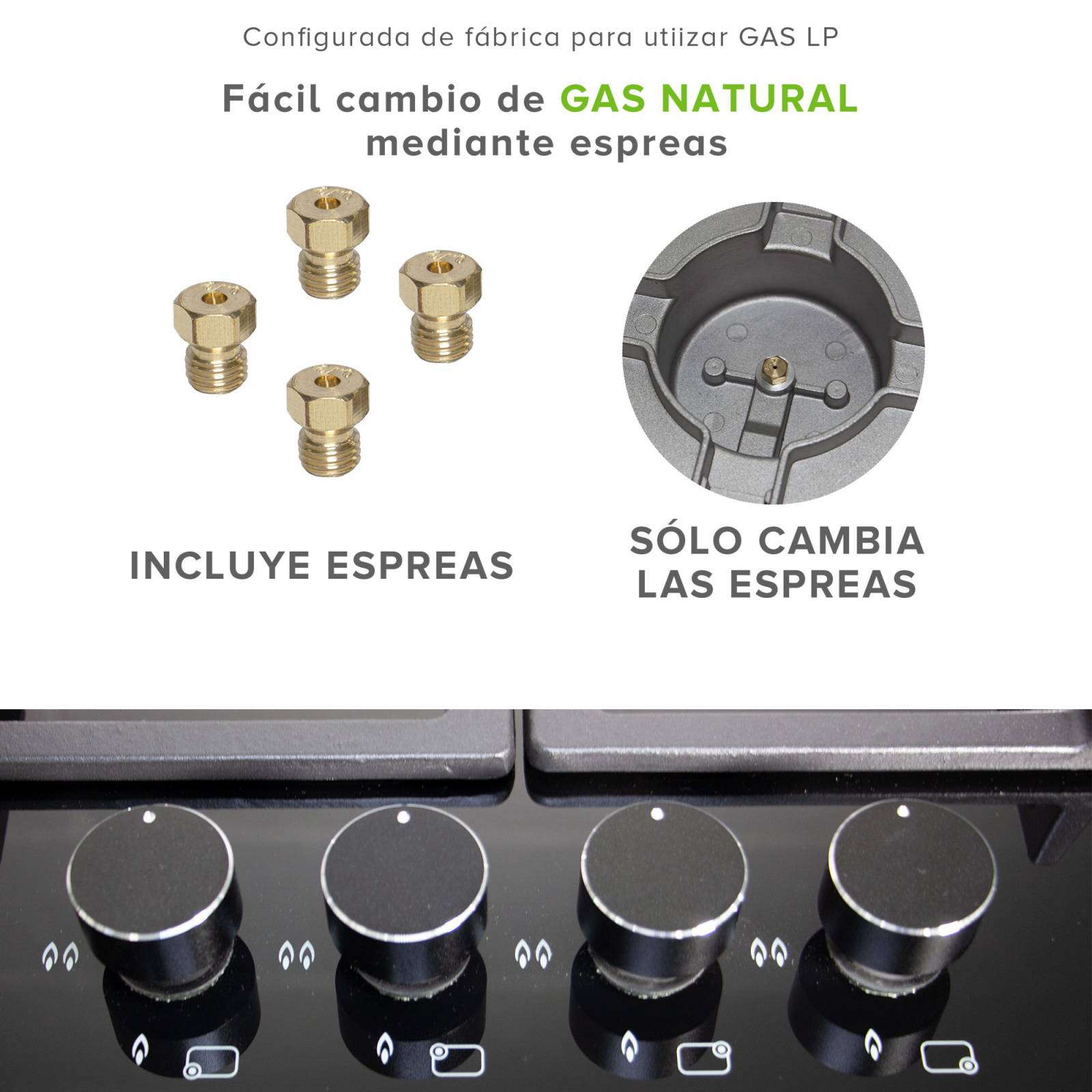 AVERA Parrilla de Gas para Empotrar Vidrio Templado con 4 Quemadores HEV4