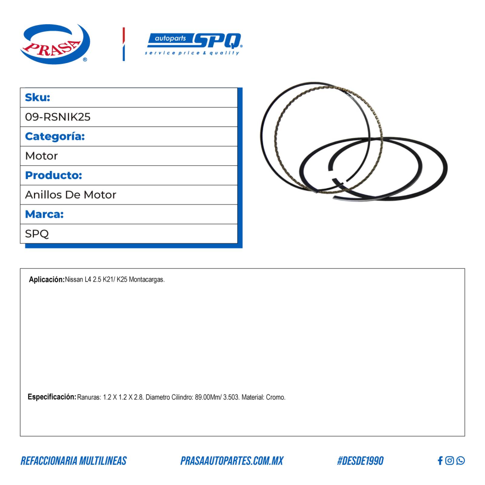 Anillos De Motor, Para Montacargas L4 (2.5) del Todos-Todos, Marca SPQ