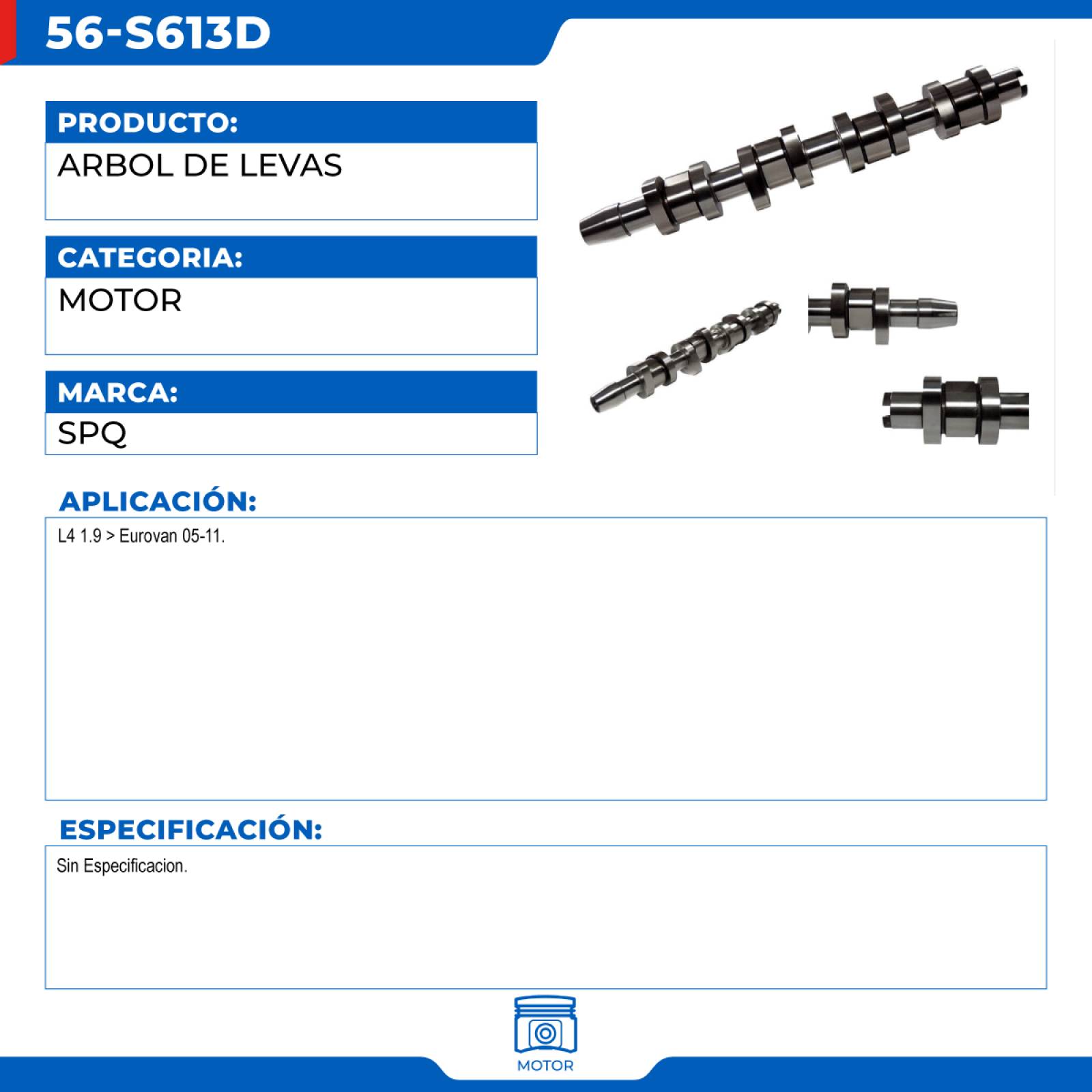 Arbol De Levas, SPQ; Para Volkswagen Eurovan 2005-2011 L4; 1.9
