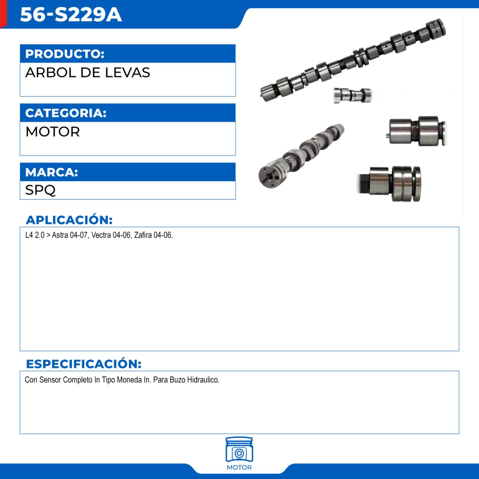 Arbol De Levas, SPQ; Para Chevrolet Astra 2004-2007 L4; 2