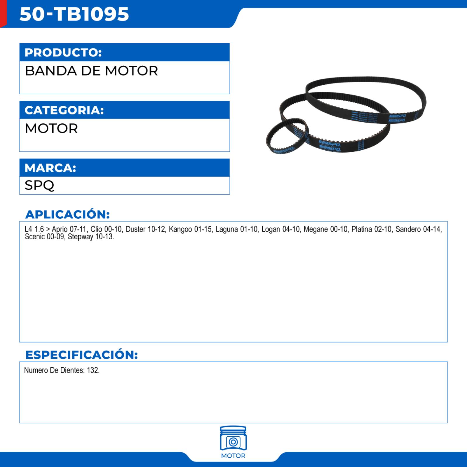Banda De Motor, SPQ; Para Nissan Aprio 2007-2011 L4; 1.6