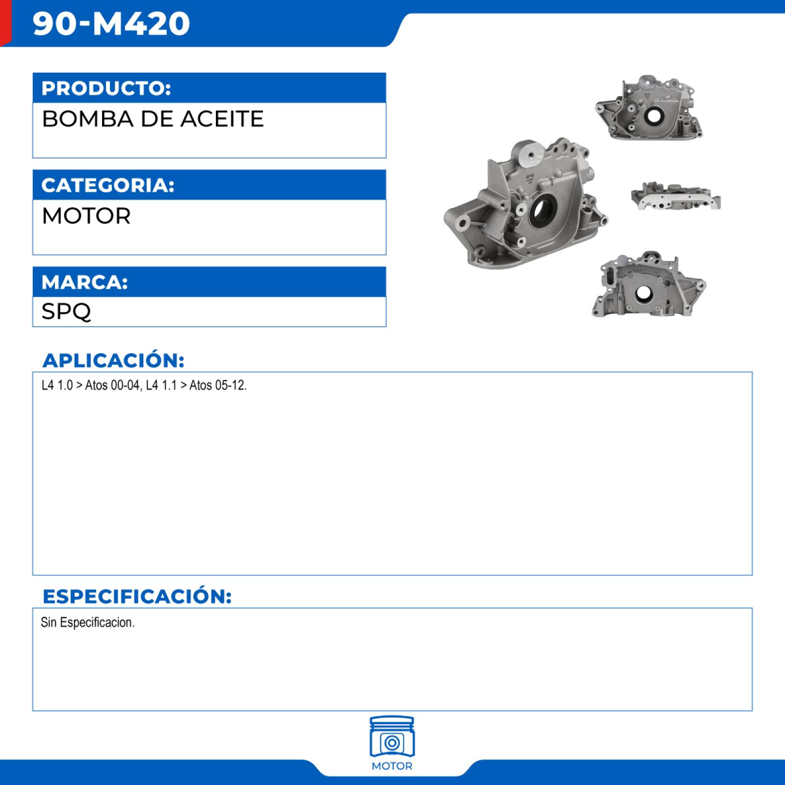 Bomba De Aceite, SPQ; Para Dodge Atos 2000-2004 L4; 1