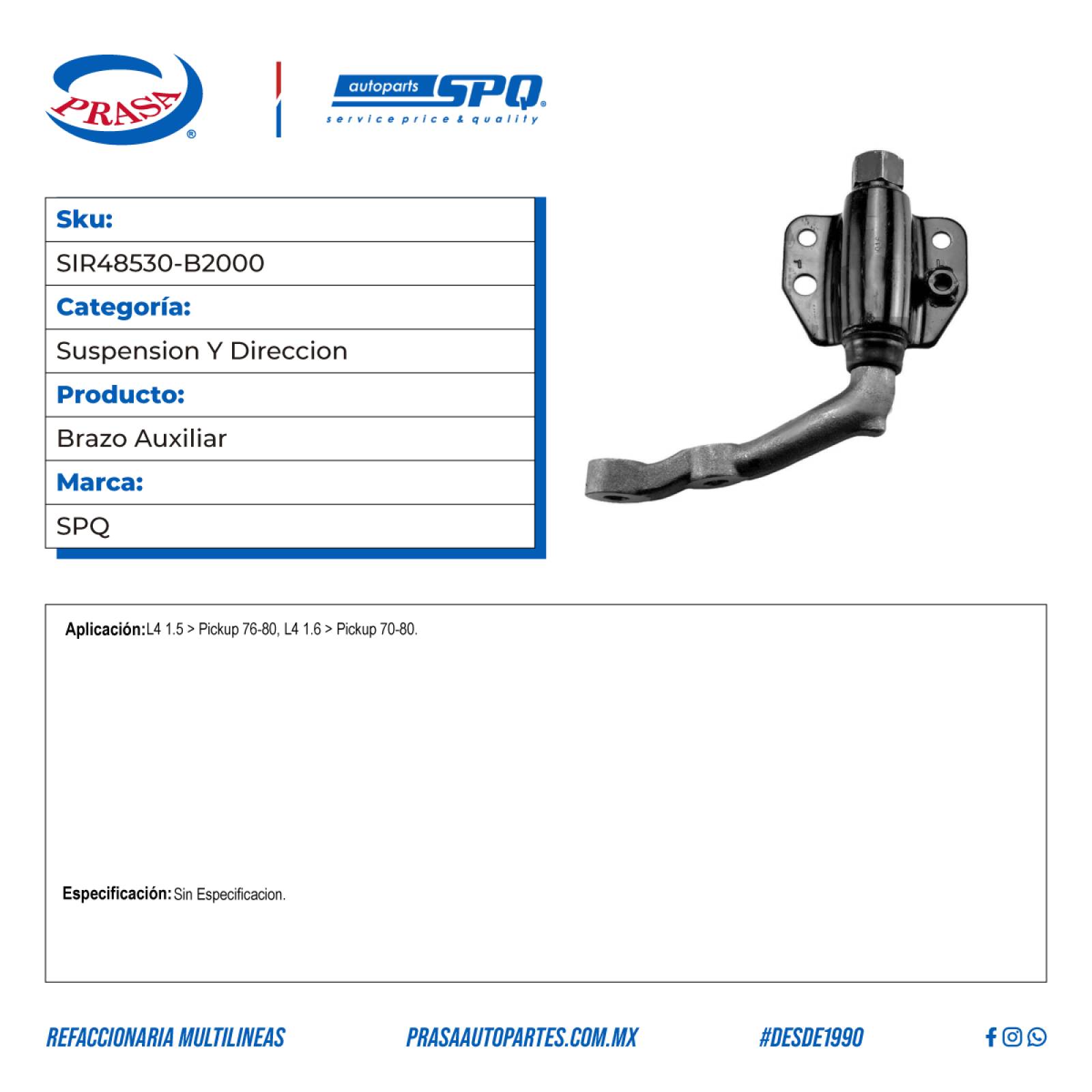 Brazo Auxiliar, SPQ; Para Nissan Pickup 1976-1980 L4; 1.5