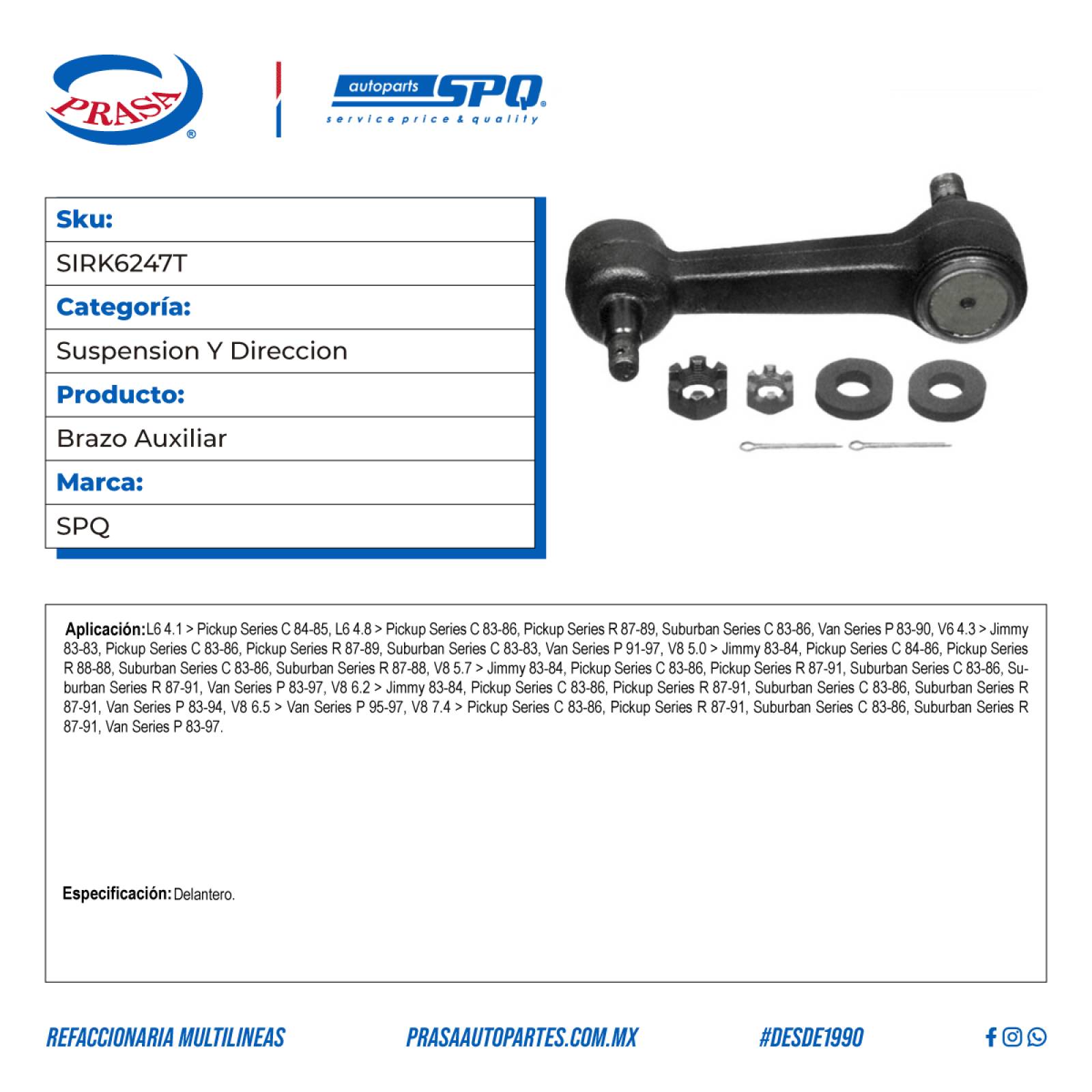 Brazo Auxiliar, SPQ; Para Chevrolet C10 Pickup 1984-1985 L6; 4.1