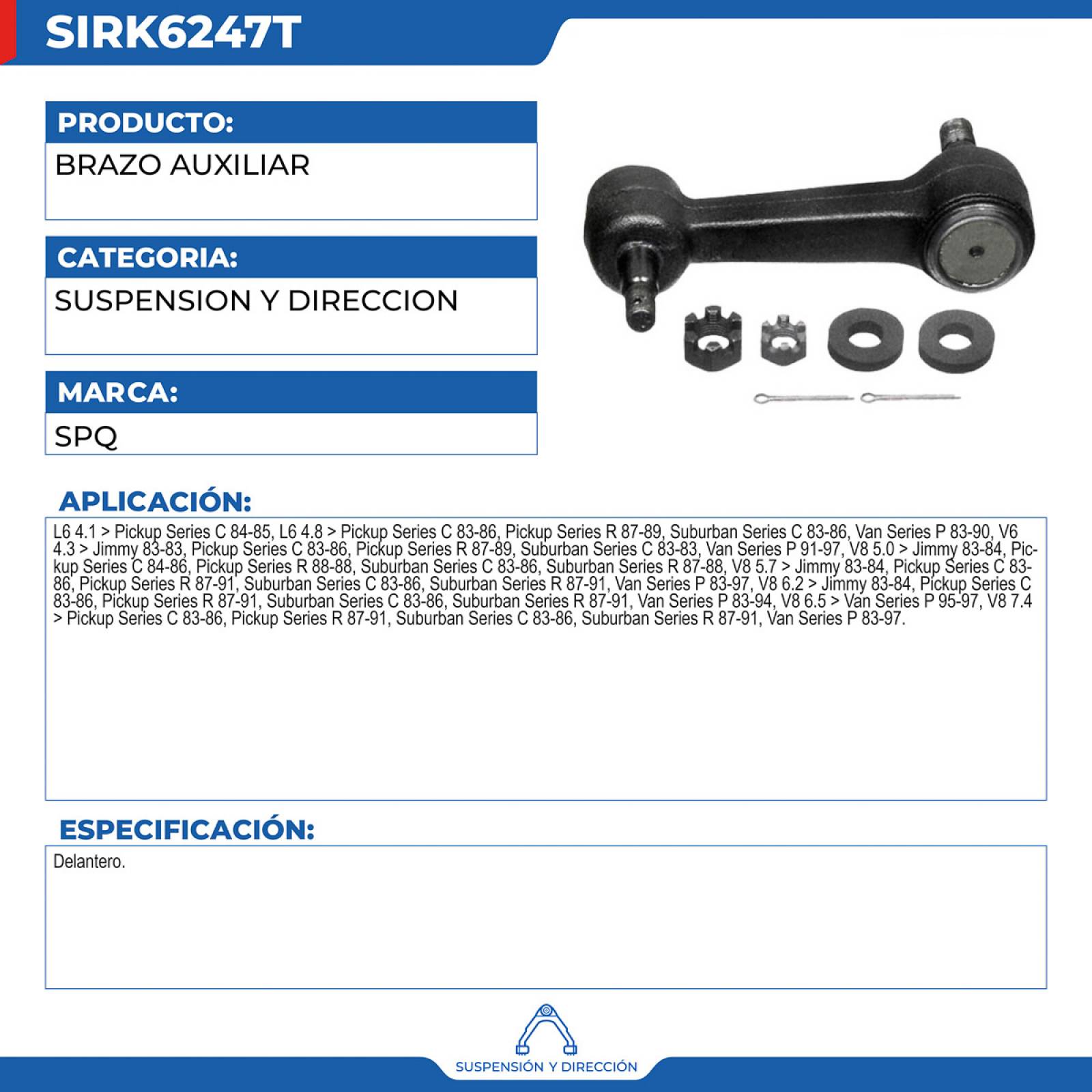 Brazo Auxiliar, SPQ; Para Chevrolet C10 Pickup 1984-1985 L6; 4.1