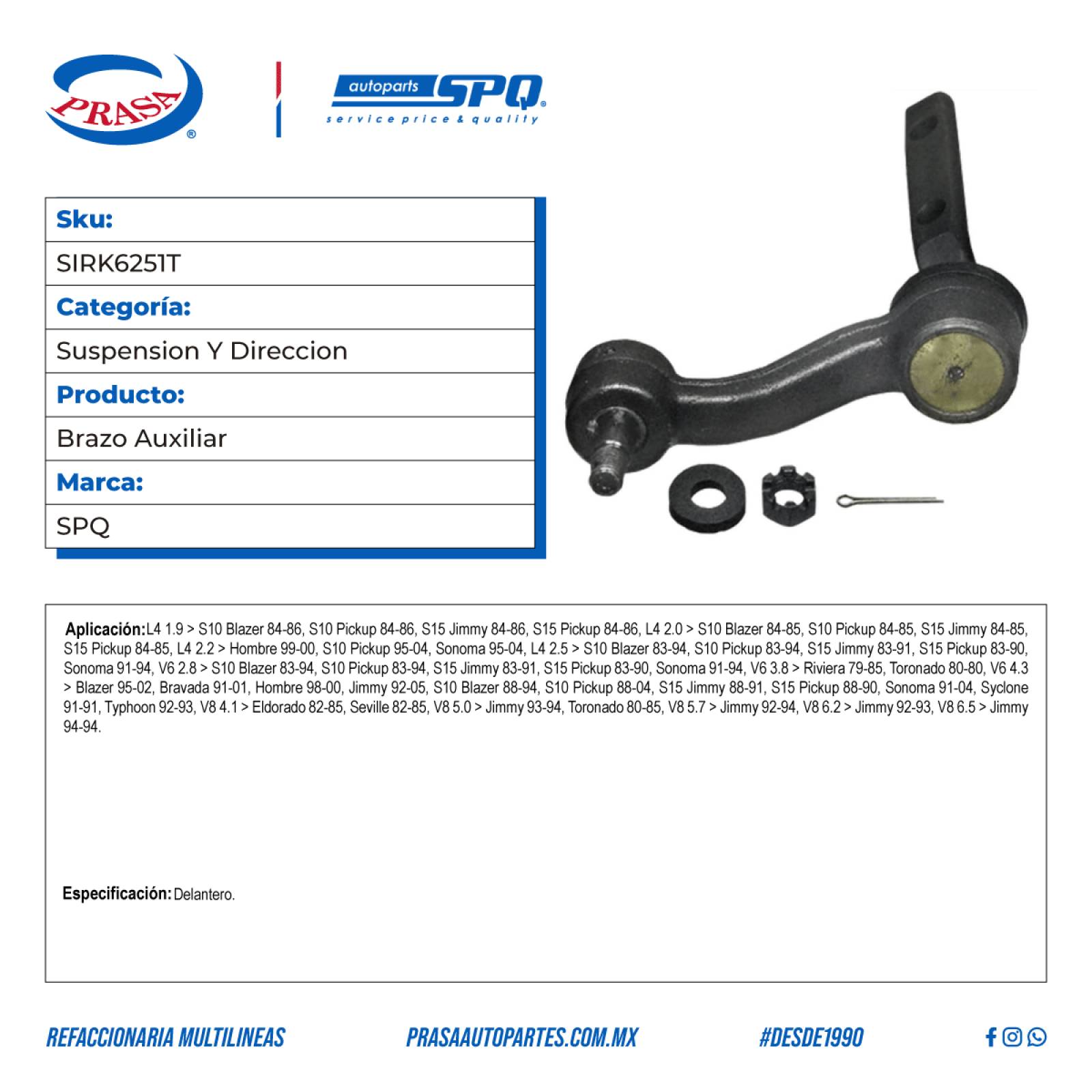 Brazo Auxiliar, SPQ; Para Buick Riviera 1979-1985 V6; 3.8