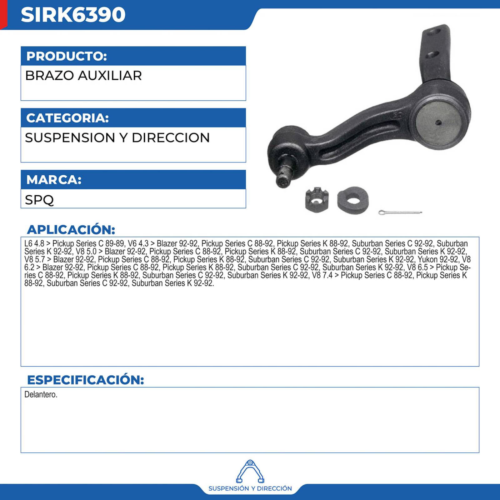 Brazo Auxiliar, SPQ; Para Chevrolet Blazer 1992-1992 V6; 4.3