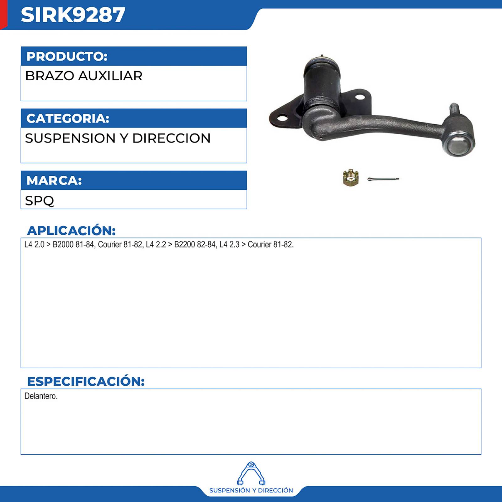 Brazo Auxiliar, SPQ; Para Ford Courier 1981-1982 L4; 2