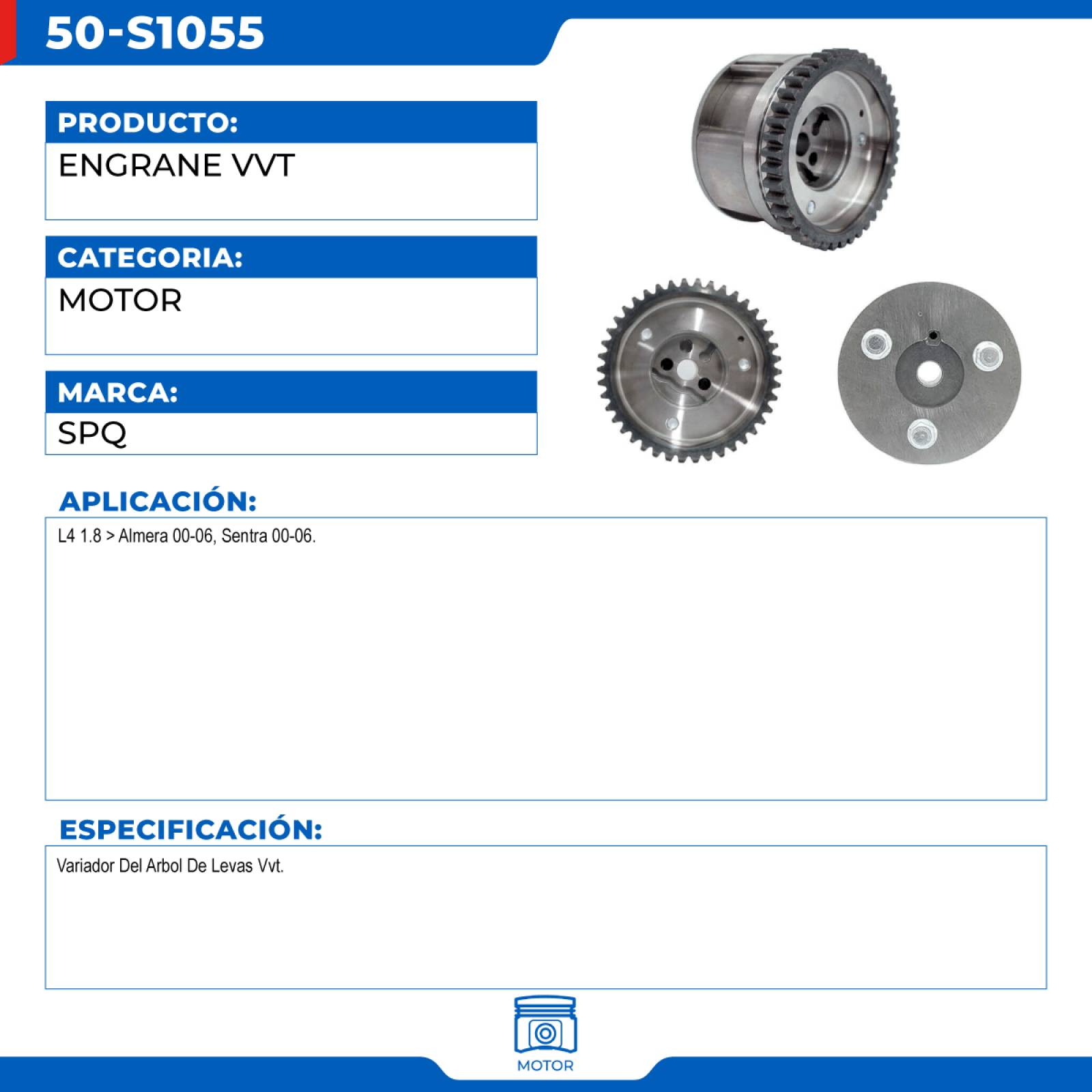 Engrane Vvt, SPQ; Para Nissan Almera 2000-2006 L4; 1.8