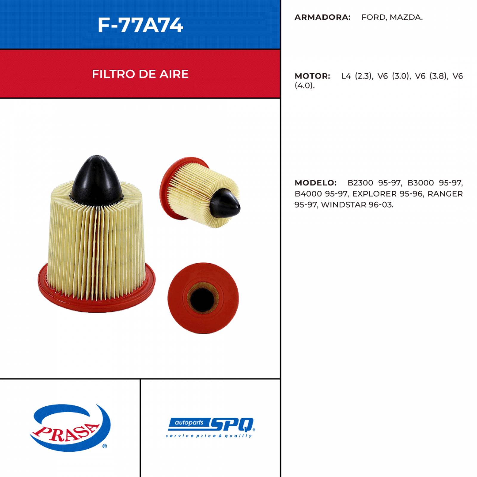Filtro De Aire SPQ F-77A74