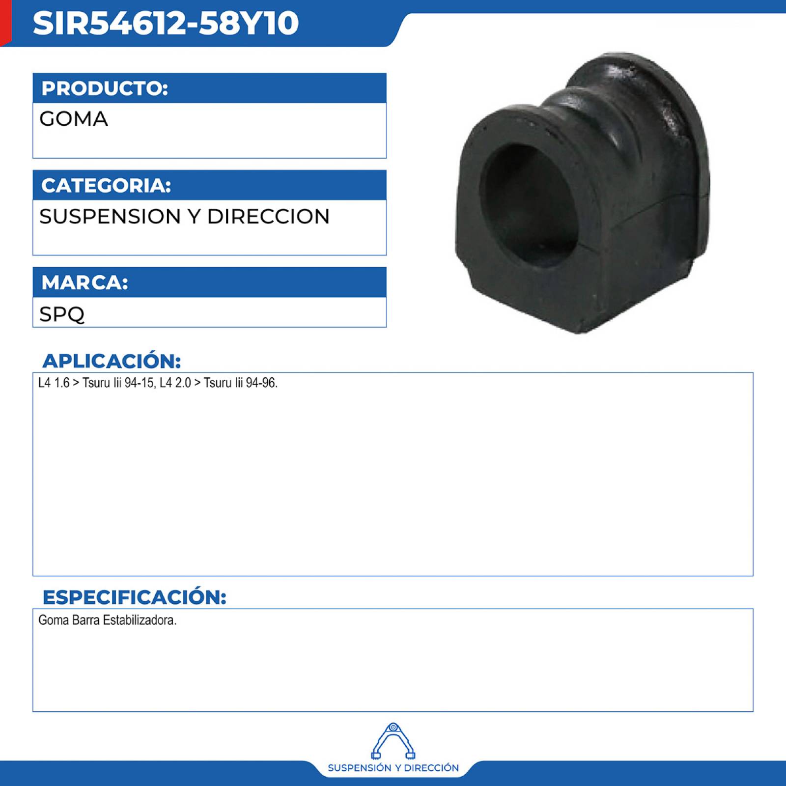 Goma, SPQ; Para Nissan Tsuru Iii 1994-2015 L4; 1.6