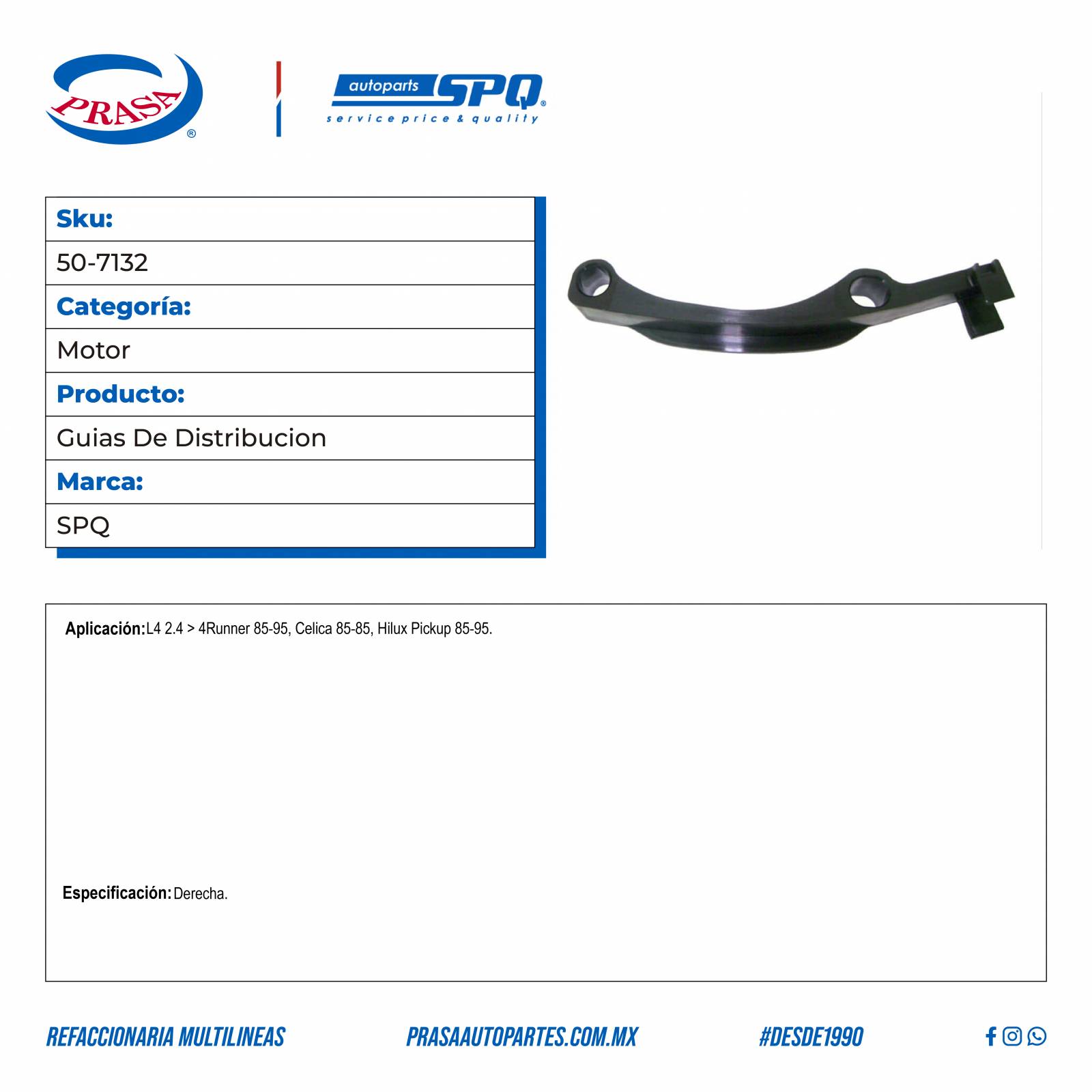 Guias De Distribucion, SPQ; Para Toyota 4Runner 1985-1995 L4; 2.4