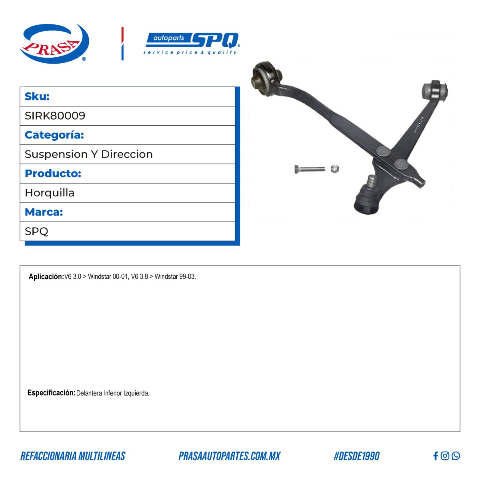Horquilla, SPQ; Para Ford Windstar 2000-2001 V6; 3