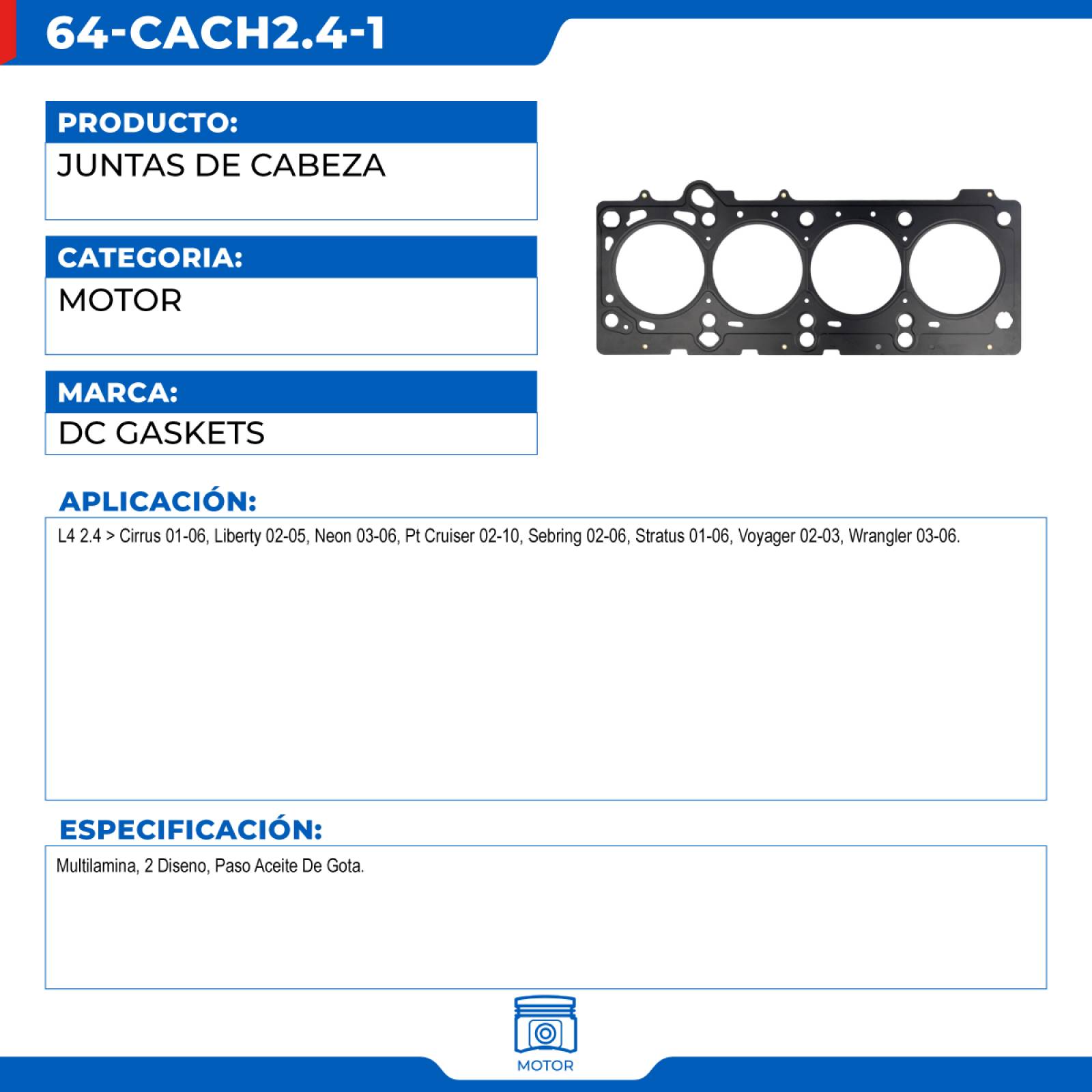 Juntas De Cabeza, DC GASKETS; Para Chrysler Cirrus 2001-2006 L4; 2.4