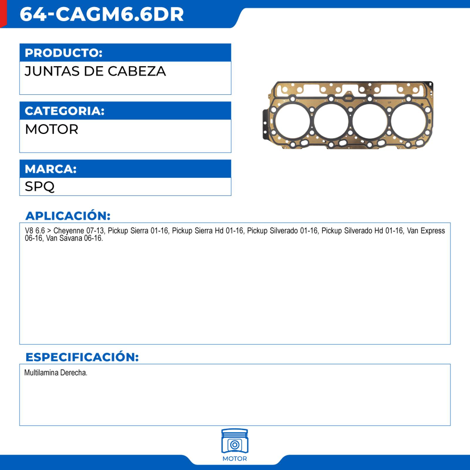 Juntas De Cabeza, SPQ; Para Chevrolet Cheyenne 2007-2013 V8; 6.6