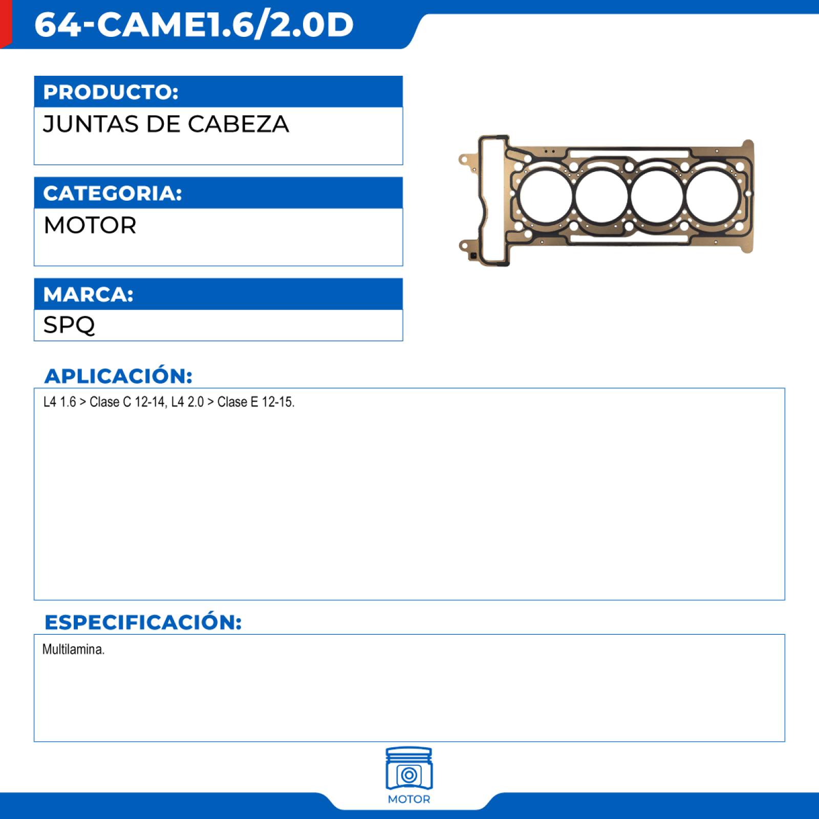 Juntas De Cabeza, SPQ; Para Mercedes Benz Clase C 2012-2014 L4; 1.6