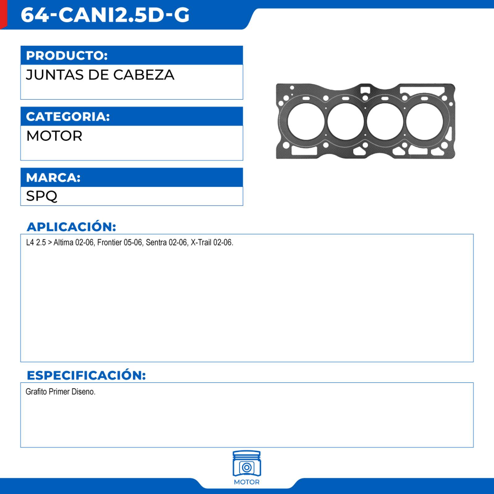 Juntas De Cabeza, SPQ; Para Nissan Altima 2002-2006 L4; 2.5